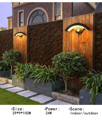 Semicircular Outdoor Wall Lamp IP65 Waterproof LED Lighting With Motion Sensor Entrance Porch Garden Courtyard Aisle Wall Lamp