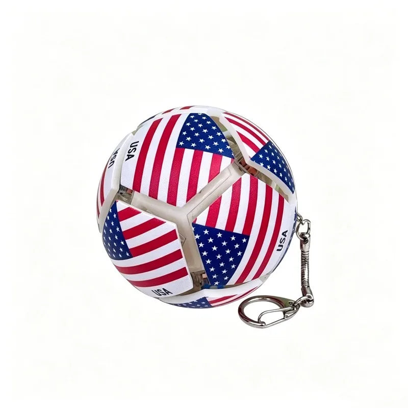 Football Keychain Fidget Toy Stress Relief Pendant Soccer Ball for Fan Portable Multi-National Team Souvenir for Car Key Handbag