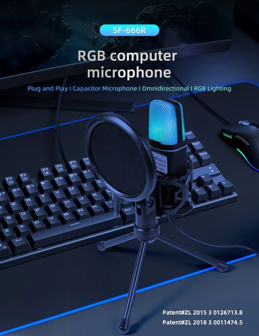 Professional Condenser Wired Microphone for PC Karaoke Gaming Live Streaming Sound Recording Mic Kit with Stand And Pop Filter