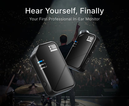 XTUGAJ02s Wireless in Ear Monitor System 2.4G Mini Stereo IEM System Low Latency One Transmitter More Receiver Stage Singer Band