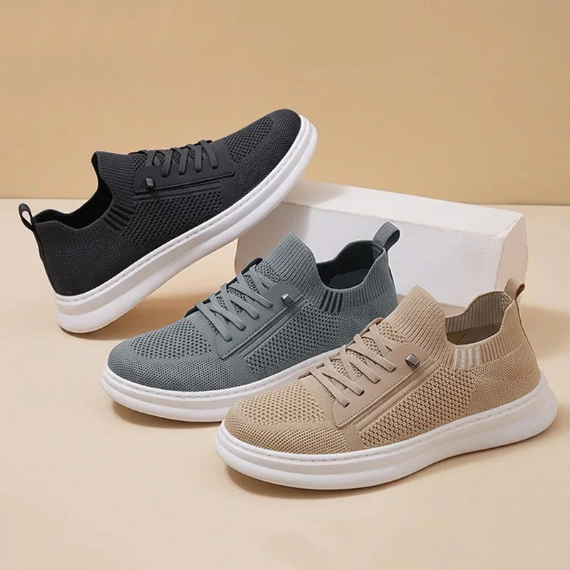 Comfortable Breathable Knitted Sport Shoes Men Soft Bottom Non Slip Mesh Flats Men Spring Summer Slip On Light Casual Loafers