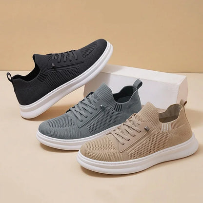 Comfortable Breathable Knitted Sport Shoes Men Soft Bottom Non Slip Mesh Flats Men Spring Summer Slip On Light Casual Loafers