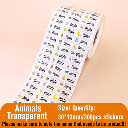 200Pcs Custom Waterproof Hebrew Name Stickers Personalized Children Hologram Label  Sticker With Students School Stationery Tag