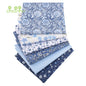 Chainho,Printed Twill Weave Cotton Fabric,DIY Qulting Sewing Material,Patchwork Cloth,Blue Series,6 Designs,3 Spiecification