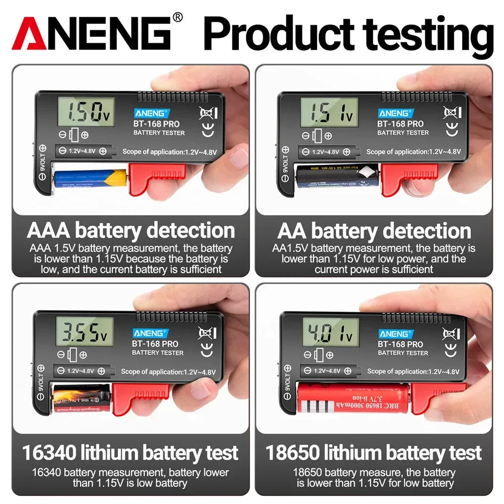 ANENG Tester baterii litowych cyfrowy uniwersalny BT-168 PRO Sprawdzanie pojemności, analizator obciążenia, wyświetlacz do baterii AAA AA guzikowych