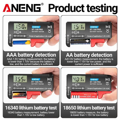 ANENG Tester baterii litowych cyfrowy uniwersalny BT-168 PRO Sprawdzanie pojemności, analizator obciążenia, wyświetlacz do baterii AAA AA guzikowych