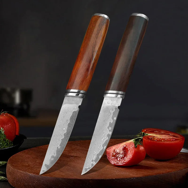 Wood Handle Damascus Steel Boning Fruit KnifeDamascus Knife BBQ Cleaver Meat Vegetables Slicing Fish Kitchen Knives Chef Knife