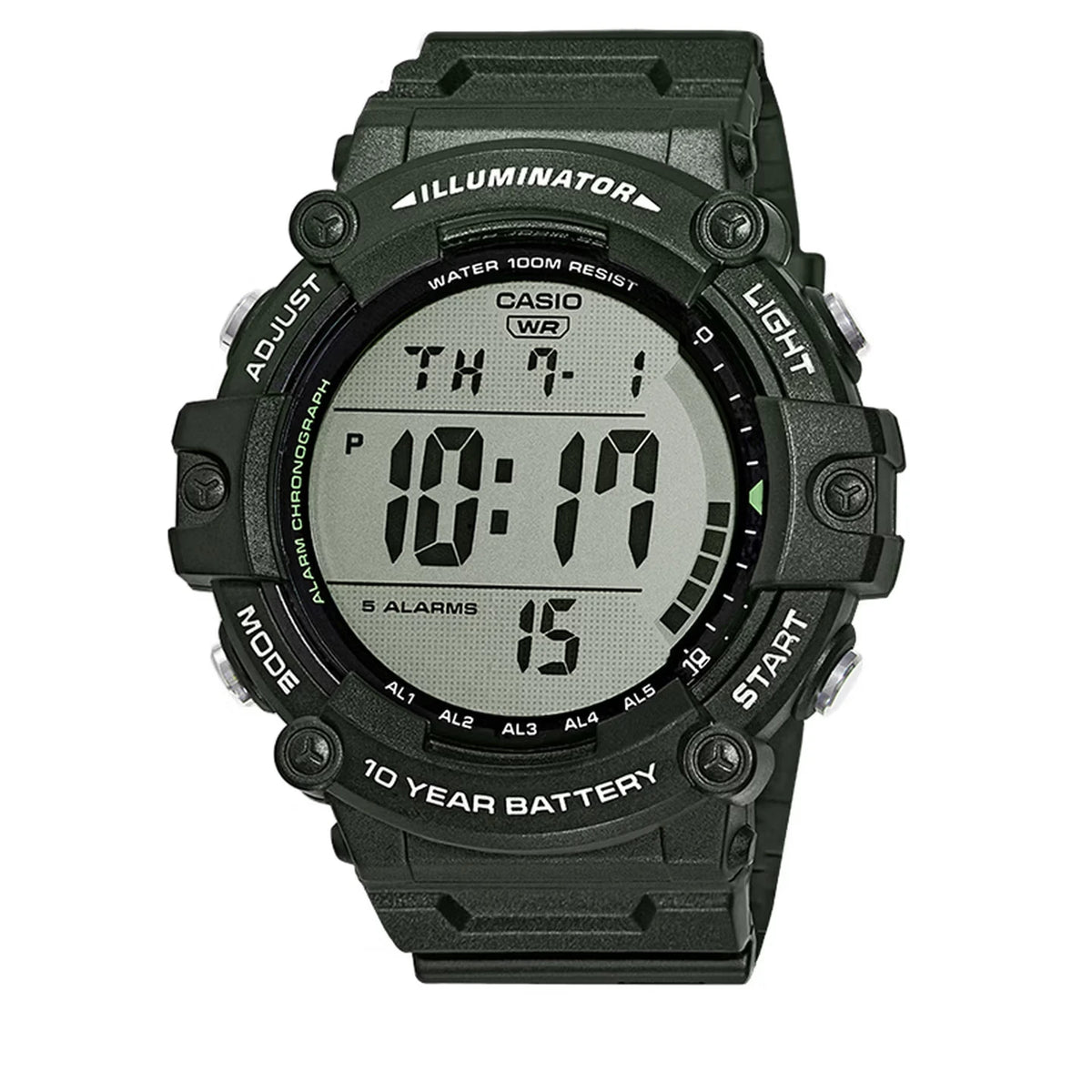 Casio AE1500WHX Series | 10-Year Battery | LED Backlight | 5-Alarms | 1/100 Sec Stopwatch | Men's Digital Watch