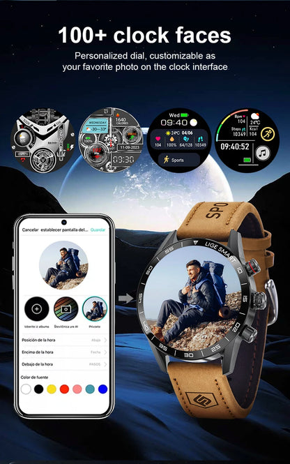 LIGE 2025 New Rugged Military Sports Smart Watch Men 1.39” HD Screen Heart Rate Bluetooth Call Waterproof Outdoor Men SmartWatc