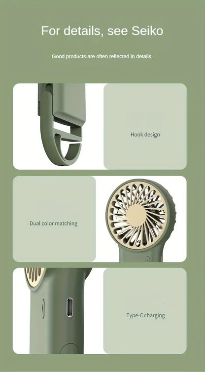 Portable Mini Fan With Carabiner,USB Rechargeable Silent Foldable Table Fan, Handheld Pocket Fan For Home Office Travel