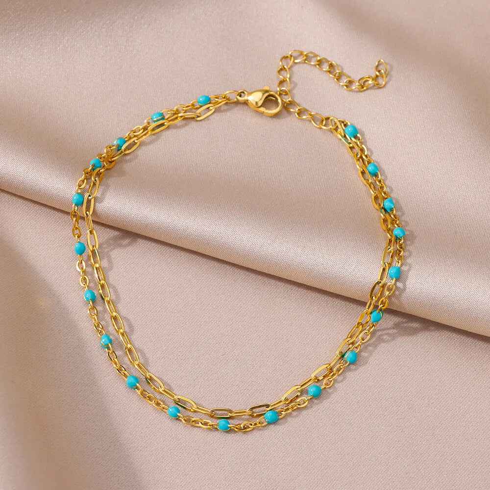 Stainless Steel Imitation Pearl Anklets for Women Gold Color Chain Ankle Bracelet Anklet Summer Beach Jewelry Accessories Gift