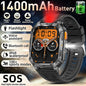New Rugged Military Smart Watch Men 1400 mAh battery 2.01inch Bluetooth Call Health monitoring device LED flashlight Smart watch