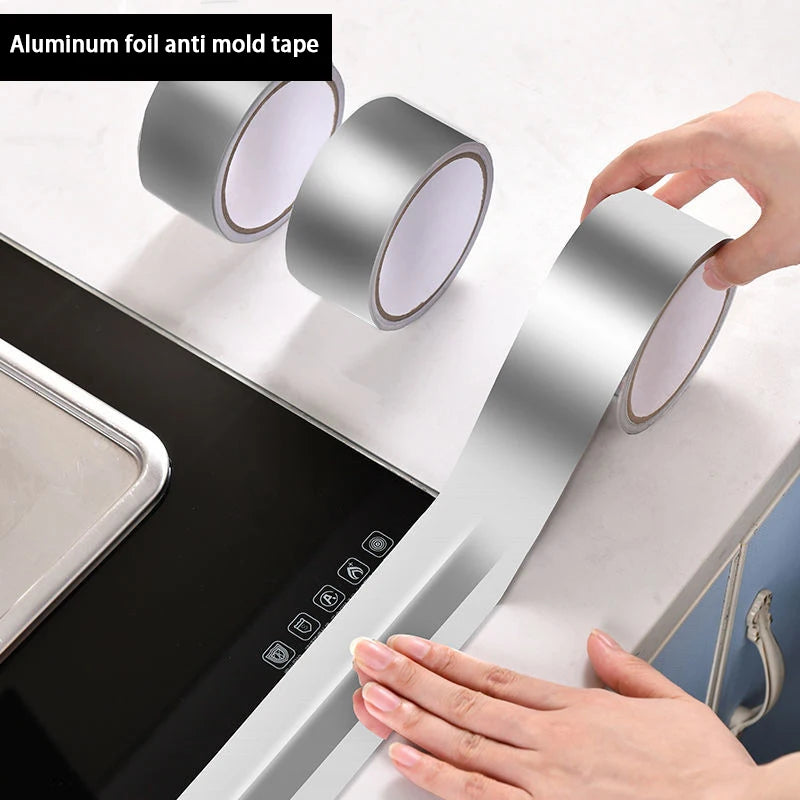Kitchen Aluminum Foil High-Temperature Tape Cooktop Self-Adhesive Greaseproof Stickers Moisture-Proof Mildew Waterproof Seam Sea