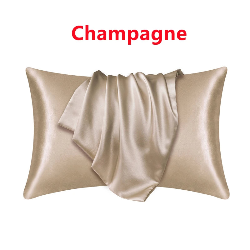 New 2pcs Nordic Pure Emulation Silk Pillowcase White Black Grey Decorative Pillow Covers Luxury Comfortable Home Bedding Cases