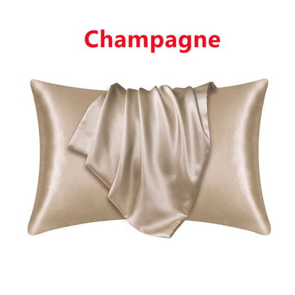 New 2pcs Nordic Pure Emulation Silk Pillowcase White Black Grey Decorative Pillow Covers Luxury Comfortable Home Bedding Cases