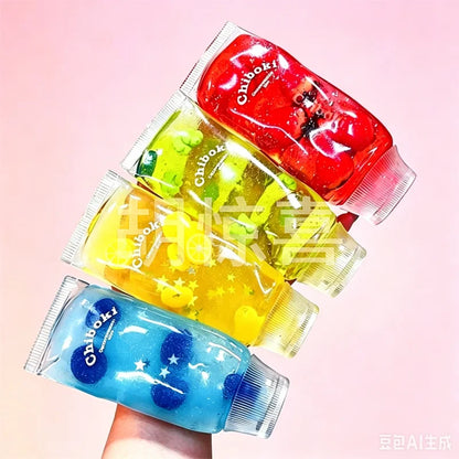 Chiboki Clear Tube Fruit Bead Squeeze Fidget Jelly Squishy Toy Anti-Stress Decompression Applicable To High Pressure Individuals