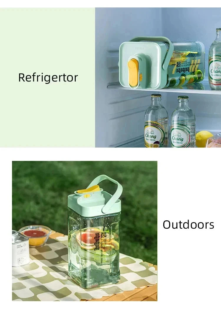 2.3/3.5l Refrigerator Cold Water Bottle With Faucet Large Iced Beverage Dispenser Beverage Juice Dispenser Kitchen Drinkware