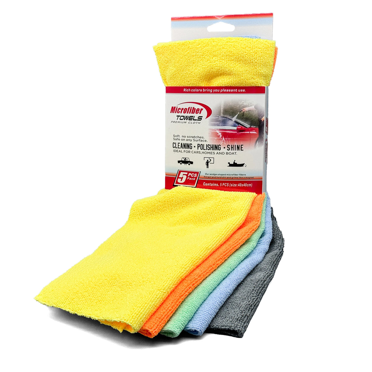 AUTOBRIGHT 40x40 cm Microfiber Cleaning Cloth 3/5/10 Pieces Pack 300gsm Soft Lint Free Super Absorbent Multi Functional Towel