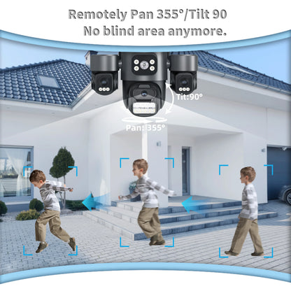 15MP ICSEE Protocol Security Camera 3-HD Screens Auto Tracking Color Night Vision 2-Way Audio Outdoor WiFi CCTV Cam