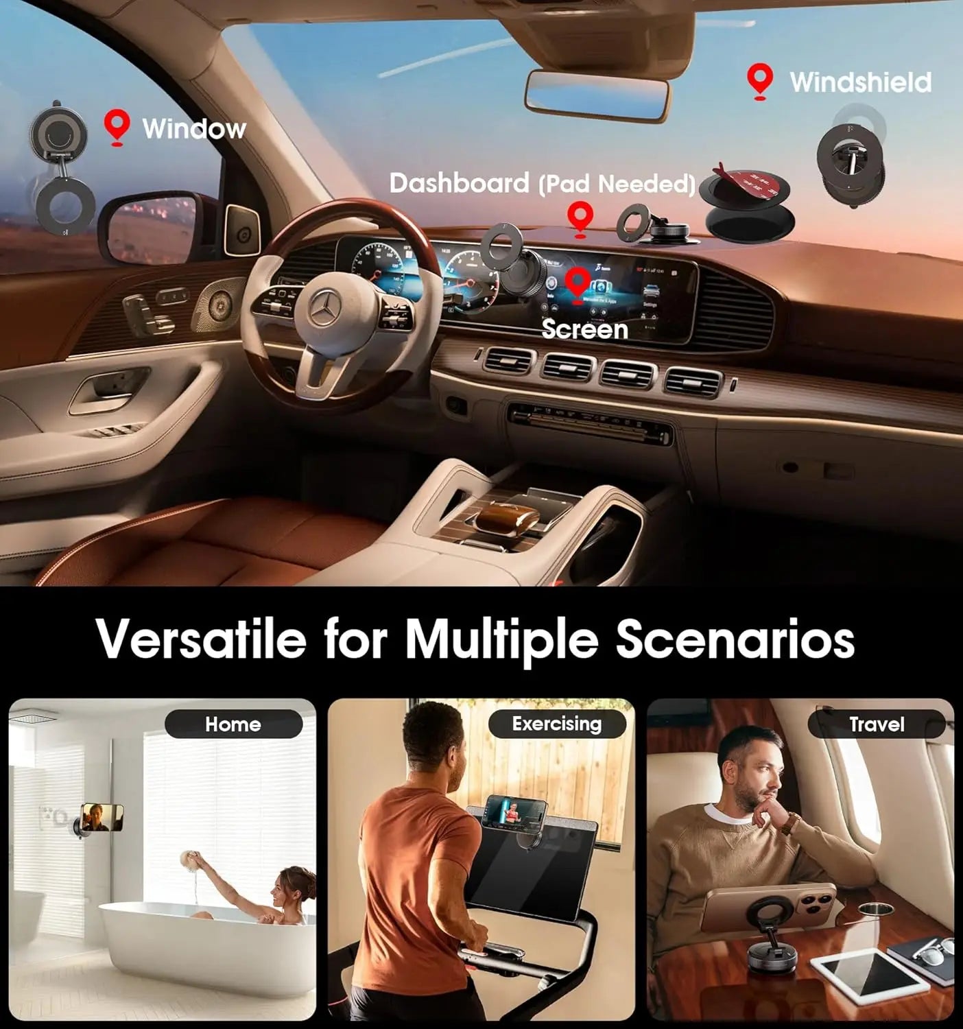 Car Mount Electric Vacuum Magnetic Holder 360° Adjustable Foldable Strong Suction Stand For GPS in Car For All Smartphones