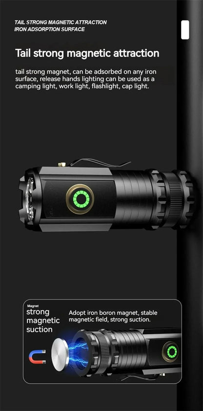 High Quality 3*SST20 LED Flashlight 18350 Super Bright Torch Rechargeable USB Light Waterproof with CAP CLIP for Hiking Camping