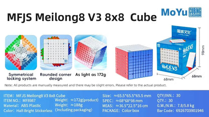 MOYU Speedcube Meilong Magic Cube Stickerless 4x4 5x5 6x6 7x7 8x8  Speed Puzzle Cubes Toys Gift