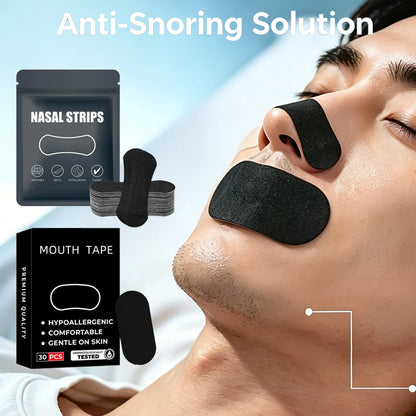 2 in 1 Anti Snoring Nose Strips for Breathing, Anti Snoring Mouth Tape, Expansion Nasal Improved Sleeping Snoring Relief