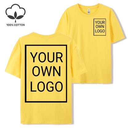 Double Sided Customized LOGO Picture Women T-Shirt Summer Y2K Loose Short Sleeves Comfortable T Shirts Crewneck DIY Tee Tops