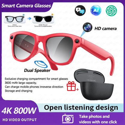 2026 Smart AI Glasses 4K HD Camera M02 Ultra ChatGPT 3600mAh Charging Case Power Bank 32GB Translation Music Video Sunglasses