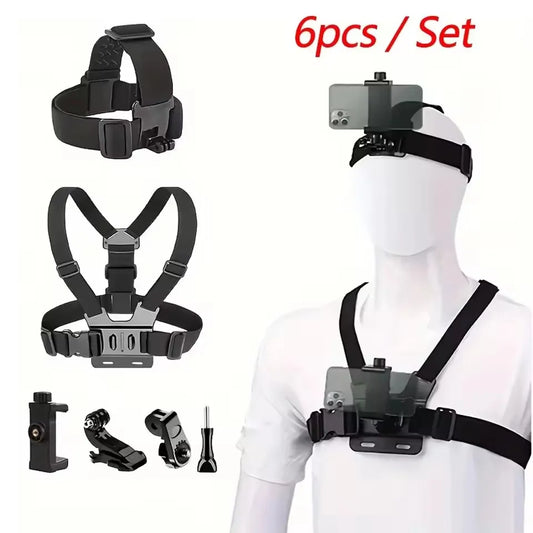 Roreta Action Camera Kit Head Strap Chest Strap phone holder for GoPro Phone Osmo Enhanced Stability Versatility stand