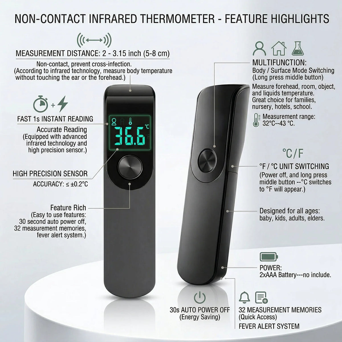 Household Medical Digital Ear Thermometer Baby Adult Fever Thermometer, Finger Pulse Oximeter Portable Health Monitoring Device