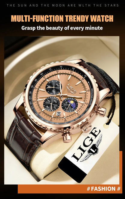 Relogio Masculino LIGE New Men Watch With Full Steel Waterproof Luminous Quartz Watch For Men Fashion Military Date Chronograph