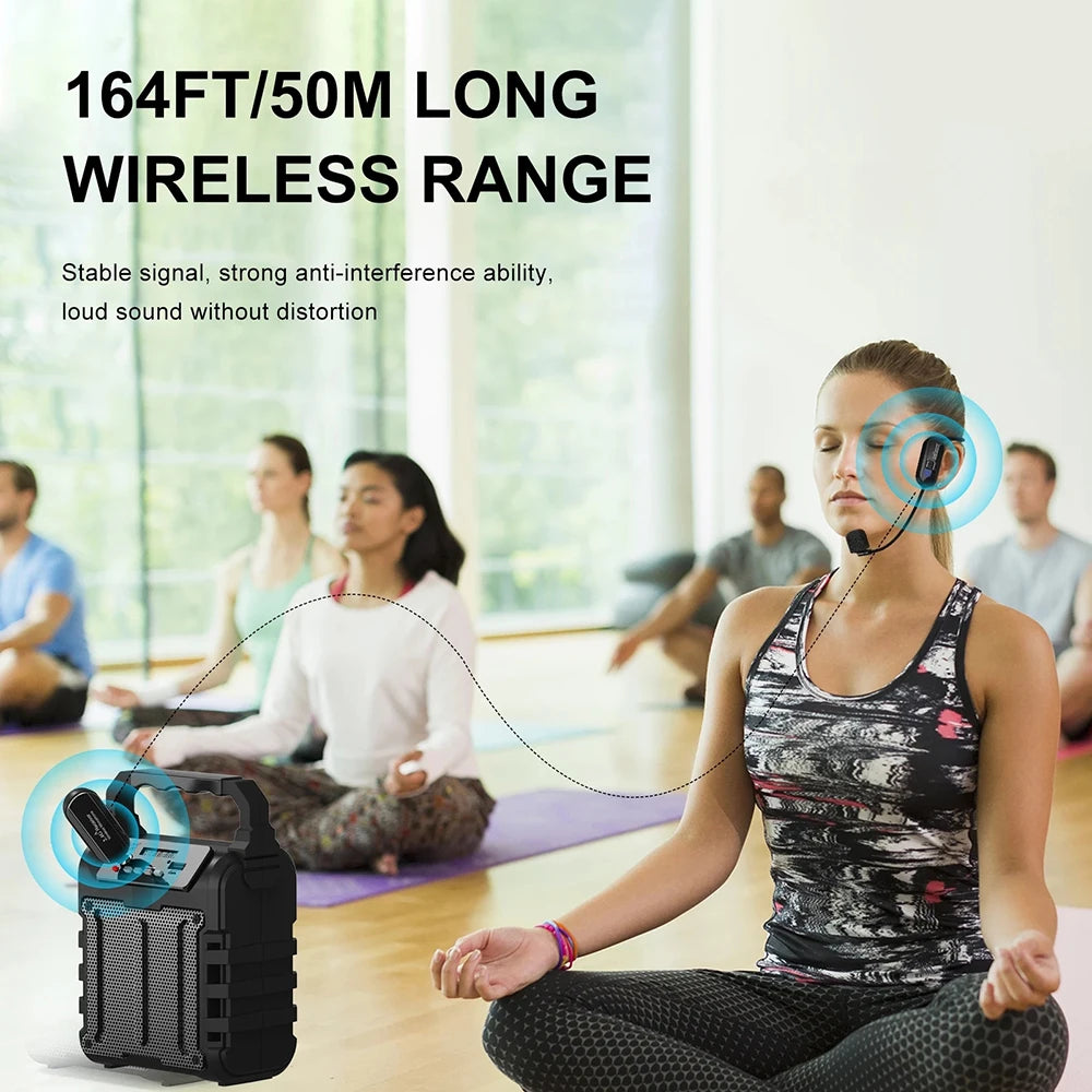Wireless Headset Microphone Kit 2.4G with Transmitter And Receiver for Voice Amplifier Speaker Suitable for Teaching Stage Guide