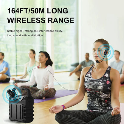 Wireless Headset Microphone Kit 2.4G with Transmitter And Receiver for Voice Amplifier Speaker Suitable for Teaching Stage Guide