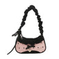 Fashion Grid Mini Handbag with Adjustable Shoulder Strap Korean Style Hand-held Commuting Bag Single-Shoulder Crossbody Underarm