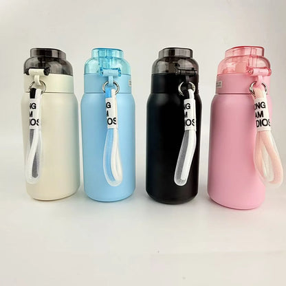 LUSQI 304 Stainless Steel Vacuum Insulated Water Bottle With 7 Flavor Pods 600/800ml Portable Thermos Outdoor Sports Water Cup