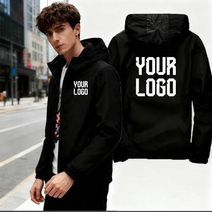 Customized Travel Team Zipper Jacket, Men's and Women's Hooded Unisex UV Resistant Waterproof Jacket, Outerwear, Spring, Summer,