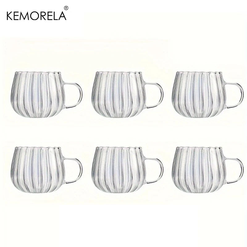 KEMORELA 1/4/6PCS Halloween Pumpkin Shaped Glass Cups High Borosilicate Glass Water Cup 450ml Coffee Drinking Glasses For Juice