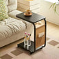 Movable small edge table with antique style for home use, wheeled living room, bedroom, storage rack, small cart, coffee table
