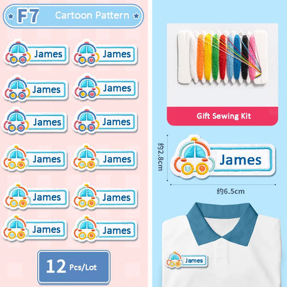 Customized Name Embroidery Stickers Sewing Tag For Kids Children Cloth Schoolbag Towel Washable Name Label