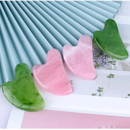 Natural Stone Jade Gouache Scraper Rose Quartz Facial Gua Sha Tools Neck Massager for Face Lifting Wrinkle Remover Beauty Health