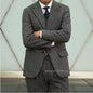 3 Piece Set Grey Herringbone Tweed Men Suits Formal Notch Lapel Male Suit Slim Elegant Wedding Groom Business Casual Suit