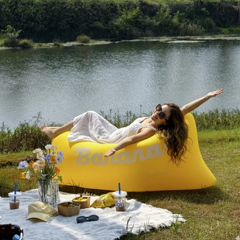Portable Inflatable Sofa Air Lounger Lazy Couch for Outdoor Camping Hiking Beach Music Festival Travel Picnic Backyard Waterproo