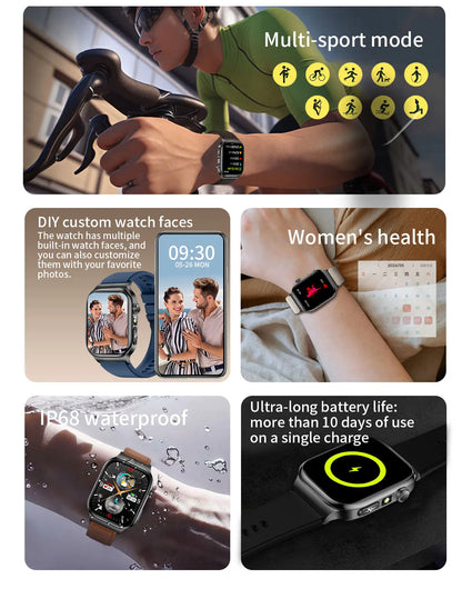 New Blood Lipids Uric Acid Blood pressure Smart Watch Men ECG+PPG Fitness Tracker Clock Heart Rate Bluetooth call Smart watches