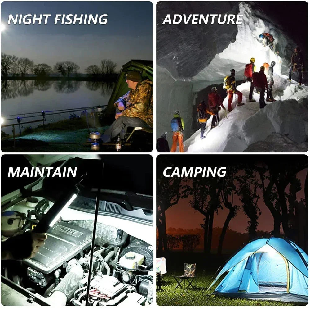LED Handheld Flashlight Work Light USB Rechargeable Strong Light Lantern Torch Work Lamp with Magnet Hook Workshop Repair Lights