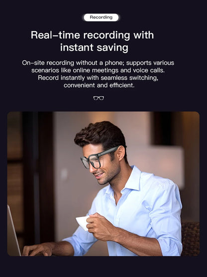 New HD 800W Camera Smart Glasses Men 100+Language Translation 1080P Shoot Video WIFI Transmission 3D Music Call Sunglass Glasses