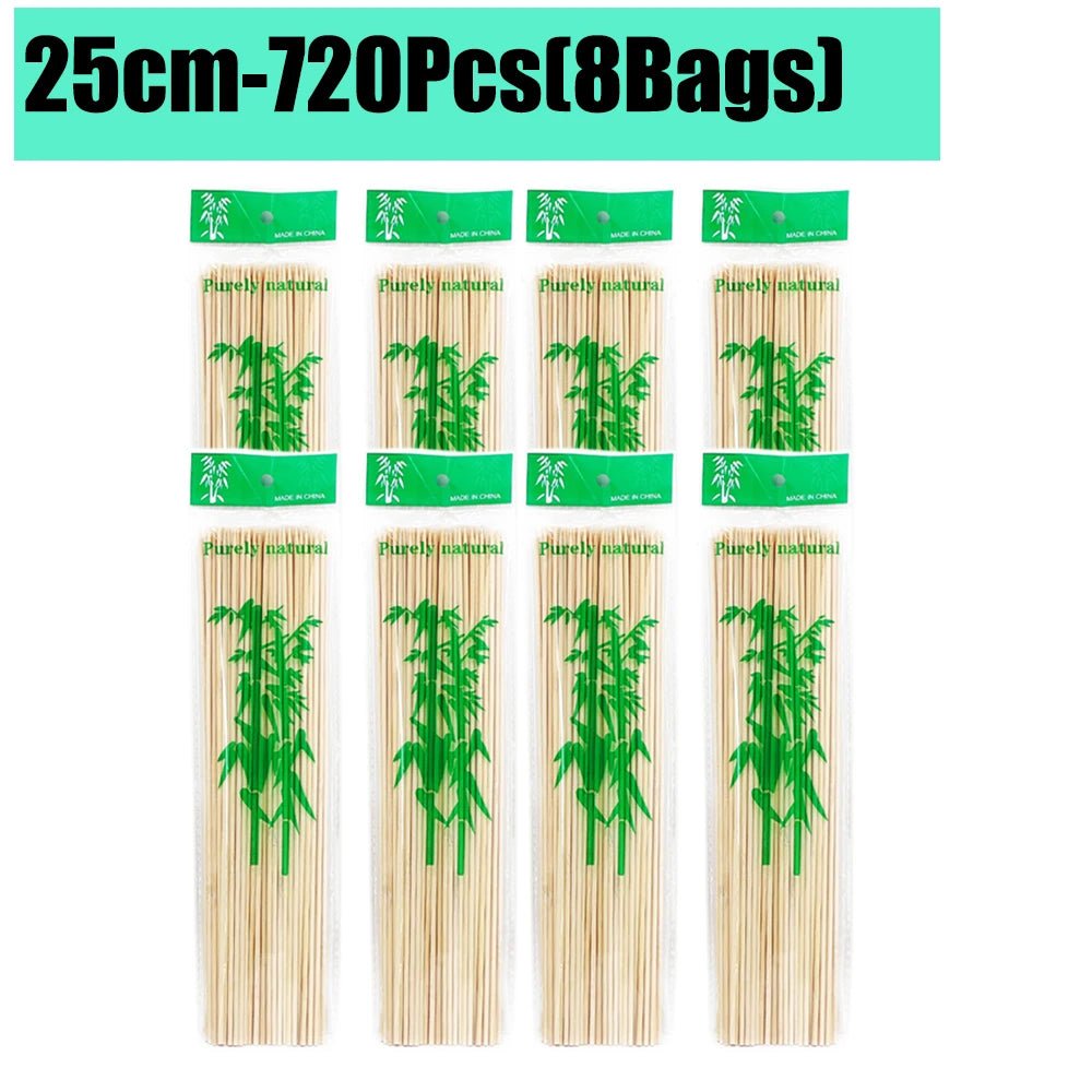 90-1350Pcs Bamboo Wooden BBQ Skewers Sticks Disposable 15/20/25/30cm for Grilling, Fruit, Kabob,BBQ, Barbecue, Camping, Outdoor