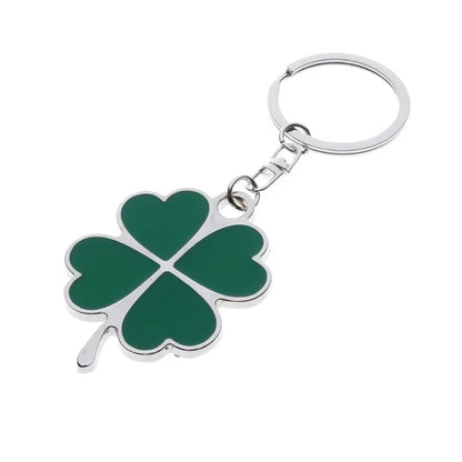 Fashion Creative Green Leaf Keychain Lucky Four-leaf Clover Design Exquisite Simple New Niche Holiday Gift Key Ring Accessory