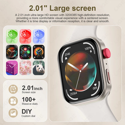 LIGE New 2.01-inch Smart Watch Men Women Heart Rate Health Monitor HD Bluetooth Call Waterproof Sport Smartwatch for Android iOS