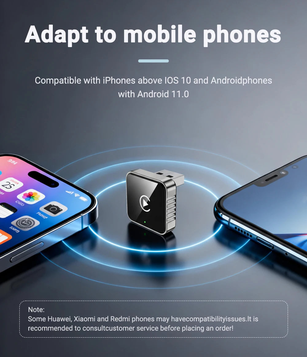 Bezprzewodowy CarPlay Android 2026 Nowy Inteligentny Adapter Samochodowy Bezproblemowy Plug&Play Stabilne połączenie BT WiFi Aktualizacja OTA Pasuje do 99% Pojazdów